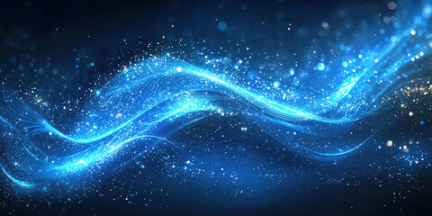 Fototapeta premium beautiful abstract wave technology background with blue light digital effect corporate concept