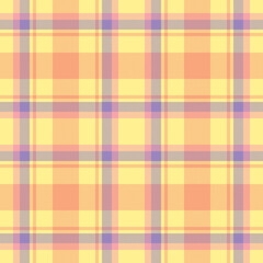 Plaid seamless pattern in yellow. Check fabric texture. Vector textile print.