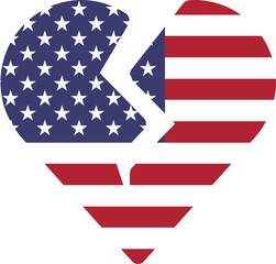 USA Flag On Broken Heart Icon
