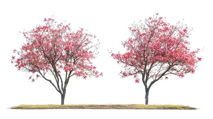 a couple of trees with pink flowers

