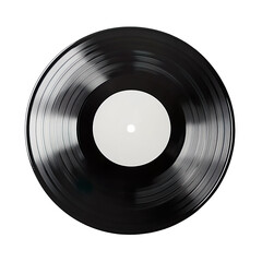 Obraz premium Black Vinyl Record with White Label isolated on transparent background