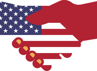 USA flag on Shake Hand icon