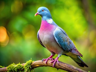 Obraz premium Elegant Grey Dove Bird Perched Gracefully on a Branch Against a Soft Focused Natural Background