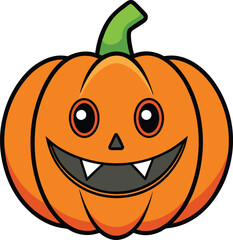 Fototapeta premium Halloween Pumpkin Cartoon Vector Icon Illustration. Flat Cartoon Style.