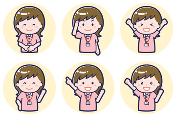 介護士の女性のポーズセット2_01