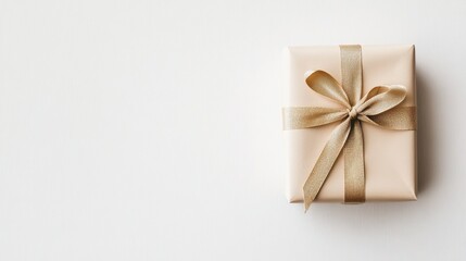 Minimalist Gift Box with Elegant Bow on White Background