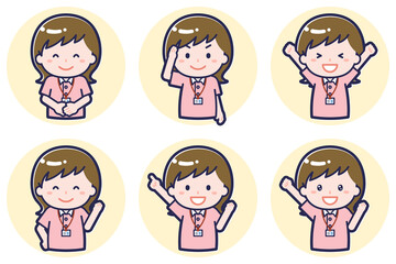 介護士の女性のポーズセット2_01