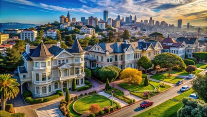 Obraz premium Elegant San Francisco Mansions Showcasing Architectural Beauty and Scenic Views of the City