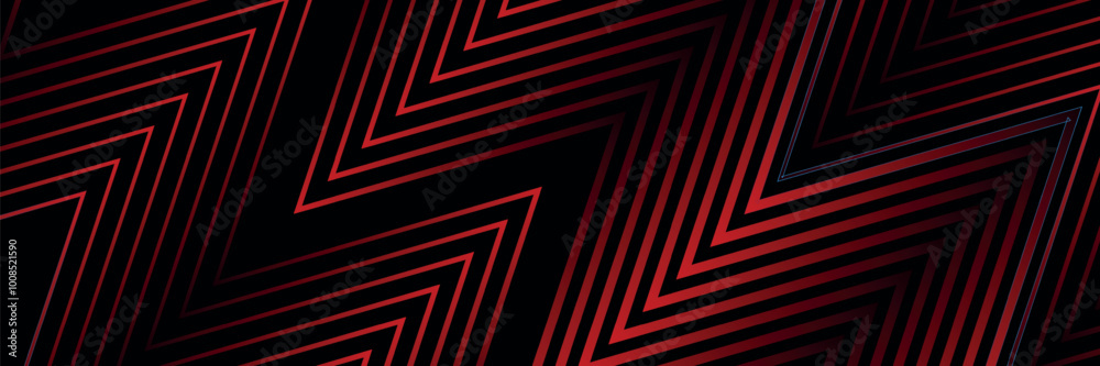 Poster abstract background techno red lines 3d overlapping on dark space layer with arrow shape effect. mod