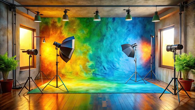 Elegant studio background with soft lighting and textured surfaces for creative photography projects