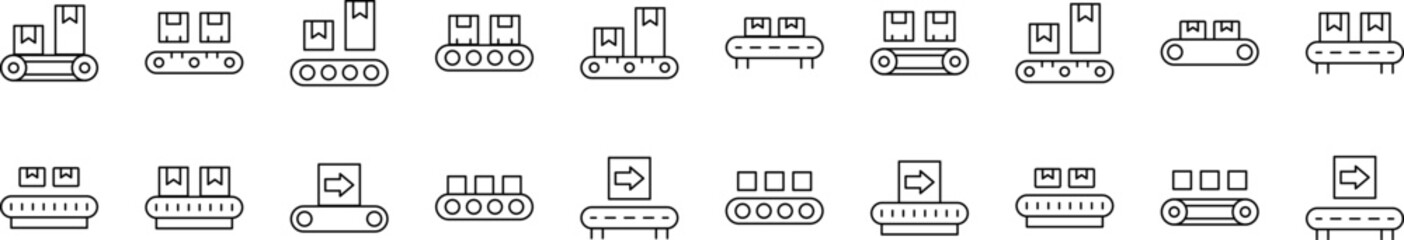 Baggage and Parcel Transportation Bundle of Thin Icons. Editable Stroke. Suitable for Web Sites, Books, Cards, Apps