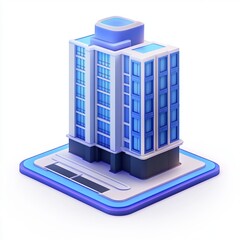 3D Building Blueprint Icon: Architectural Design Plans Illustration Logo