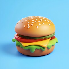 3D Burgers Icon: Juicy and Savory Sandwich Delight Illustration Logo