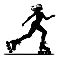 Girl is rollerblading vector illustration. 