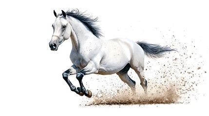 Playful White Horse Illustration