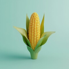 Obraz premium 3D Corn on the Cob Icon: Classic Grilled Summer Snack Illustration Logo