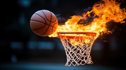 Basketball on Fire: A Fiery Shot