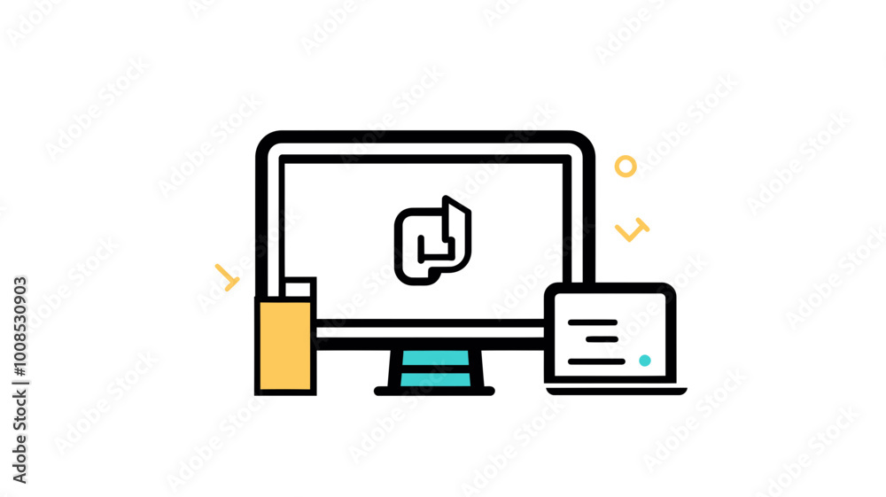 Poster modern responsive design thin line icon with desktop, tablet, and mobile devices for web development