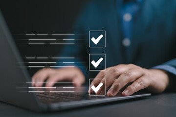 accountant Audit documents, quality assessment management With a checklist, business document...
