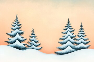 Obraz premium Peaceful Winter Landscape with Pastel Sky and Snow-Covered Trees