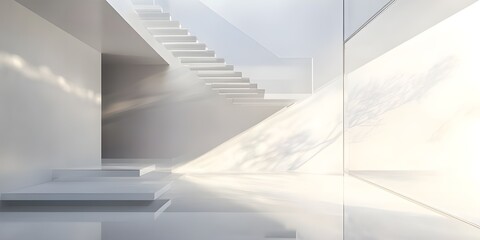 Obraz premium Serenity in White A tranquil and spacious white room characterized by its pristine white walls and ceiling A sanctuary of calmness and purity 