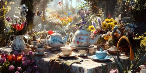 Whimsical tea party with the Mad Hatter and friend
