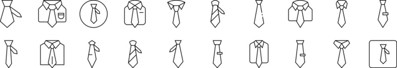 Tie Outline Simple Linear Image Collection. Editable Stroke. Suitable for Web Sites, Books, Cards, Apps