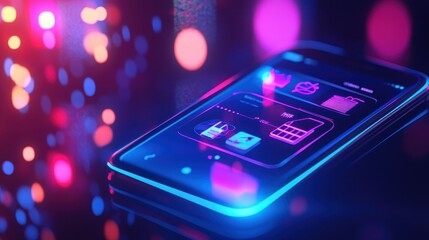 Glowing Smartphone with Colorful Bokeh Lights