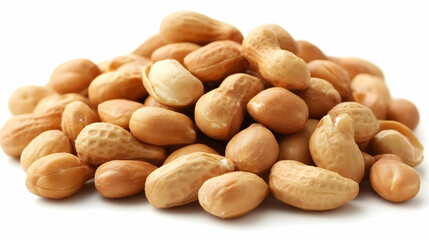 Obraz premium Pile of Shelled Peanuts on a White Background