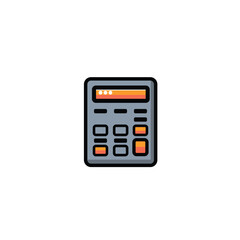 Calculator icon design with full color style with black lines, suitable for design images and design needs.