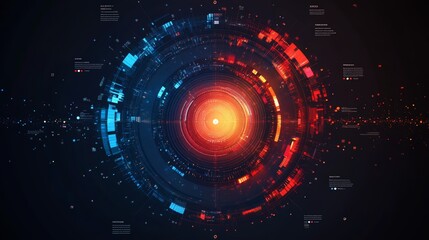 Obraz premium A vibrant, circular infographic with historical events, such as industrial revolutions, wars, and technological advances, displayed in a radial pattern to show their cyclical nature.