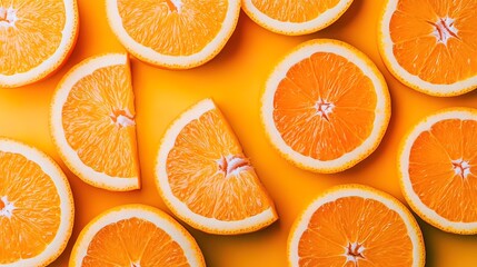 Orange Slices on a Yellow Background