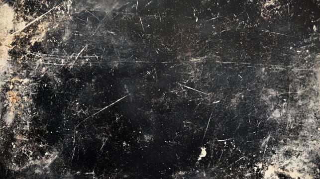 Tło w intensywnej czerni, pokryte kurzem i rysami. Tekstura pełna jest nieregularnych smug i plam, kt&oacute;re nadają mu surowy, industrialny klimat.