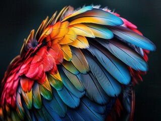 Fototapeta premium Tropical bird with vibrant feathers, dynamic and exotic, Nature, Bright hues, Photograph, Avian beauty