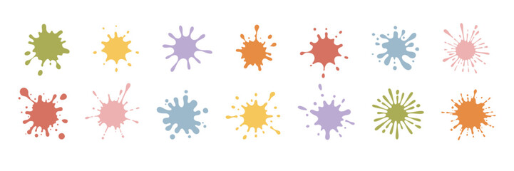 Ink blob. Paint drip. Splash stain shape. Color spot splash.