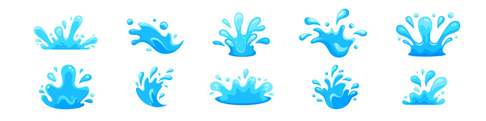 Obraz premium Water splash. Splashing water vector set. Isolated splashing sign.