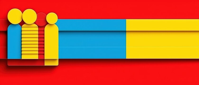 A vibrant graphic illustration featuring yellow figures against a colorful background, symbolizing unity and diversity in culture.