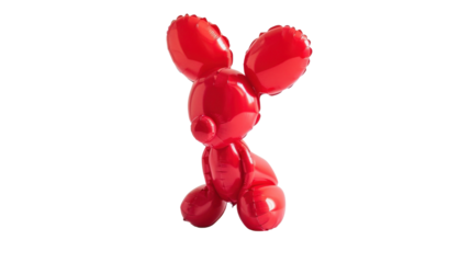 Red balloon animal birthday party on white background