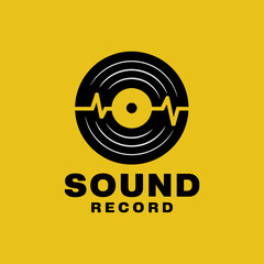 Stylized Sound Record Logo Design