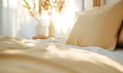 Cozy bedroom interior mockup,  Generative AI 