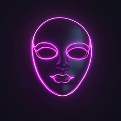 Naklejka premium 3D Neon Mask Icon: Glowing Face Accessory Illustration Logo