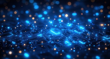 Obraz premium Abstract Digital Circuitry with Blue Glow