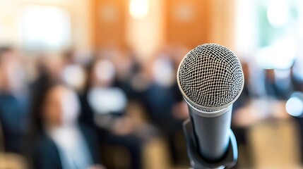 Microphone in Focus, Audience Blurred