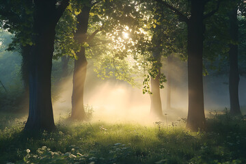 misty morning in the forest