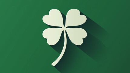 The design features a four-leaf clover, known for being a symbol of good fortune. Its light color stands out against a deep green backdrop, creating a striking visual effect.