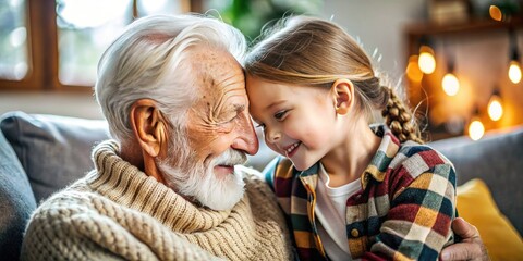 Heartwarming Moment of a Child Enjoying Time with a Loving Grandparent in a Cozy Home Environment