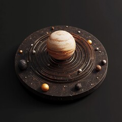3D Solar System Model Icon: Representation of Planetary System Illustration Logo