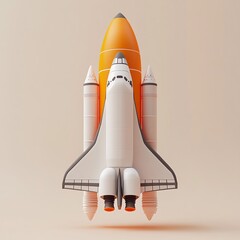 Obraz premium 3D Space Shuttle Icon: Reusable Spacecraft for Orbit Missions Illustration Logo