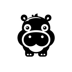 hippo as a simple icon logo vector illustration, isolated on transparent background 