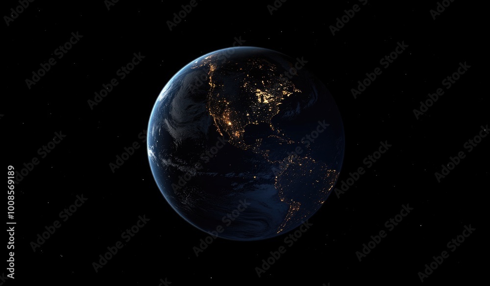 Wall mural planet earth globe view from space.